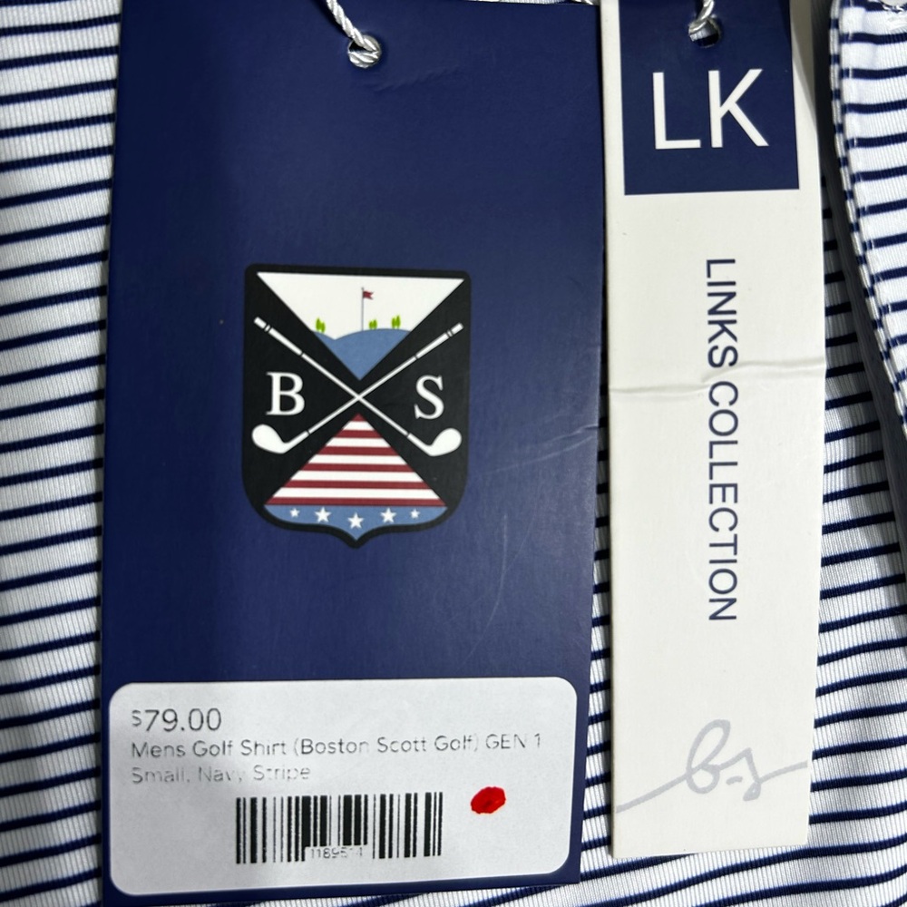 Boston Scott Golf Polo Men’s Golf Shirt Breathable‎ UPF 50 Sm Blue White Stripe - Picture 7 of 8